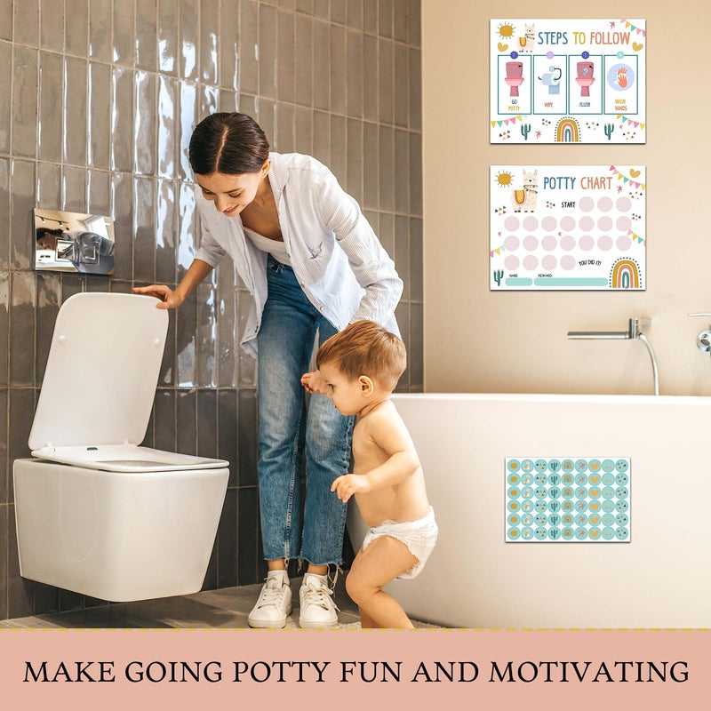 TIRYWT Llama Potty Training Sticker, 10 Charts with 216 Round Stickers & 1 Instruction Sheet, Reward Chart for Toddlers Girls - A04 - Image 4